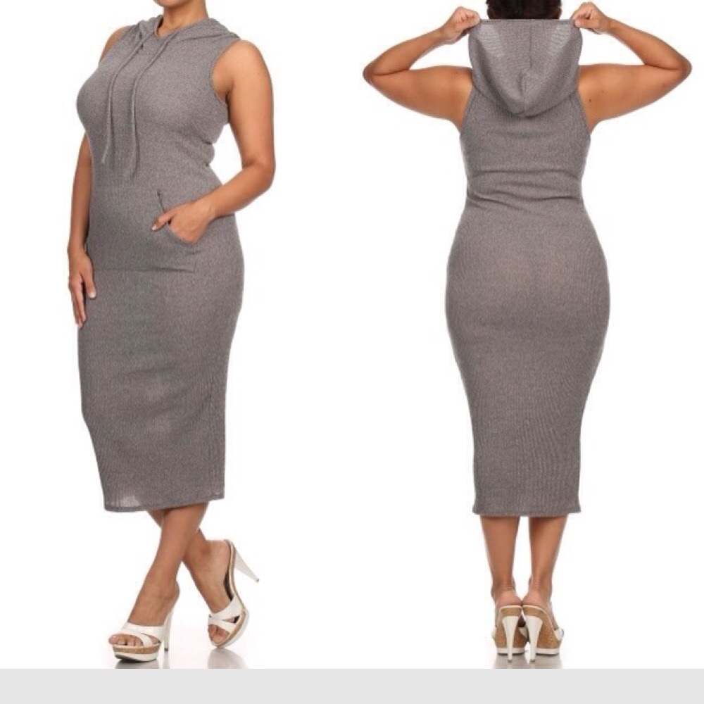 Sleeveless Hooded Gray Dress